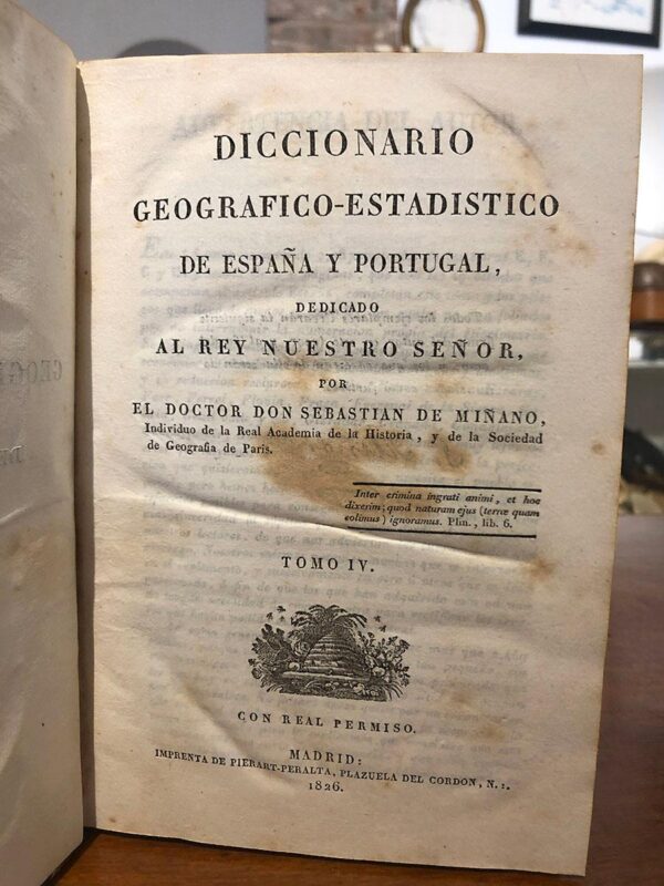 Libro: Diccionario geográfico - estadístico de España y Portugal. Dedicado al Rey Nuestro Señor. Tomo IV. | Autor: | Libros Bosch