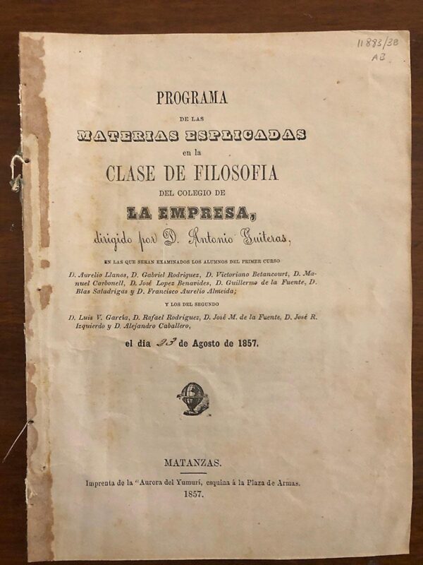 Libro: Programa de las Materias Esplicadas en la clase de filosofía del Colegio de La Empresa. Ver foto para título detallado. | Autor: | Libros Bosch