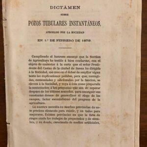 Dictamen sobre pozos tubulares instantáneos, aprobado por la Sociedad en 1º de Febrero de 1878.
