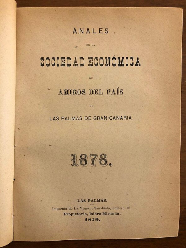 Libro: Anales de la Sociedad Económica de Amigos del País de Las Palmas de Gran Canaria. | Autor: | Libros Bosch