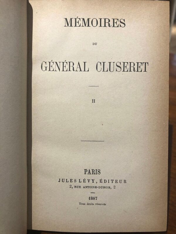 Libro: Mémoires du Général Cluseret. 3 tomos. | Autor: | Libros Bosch