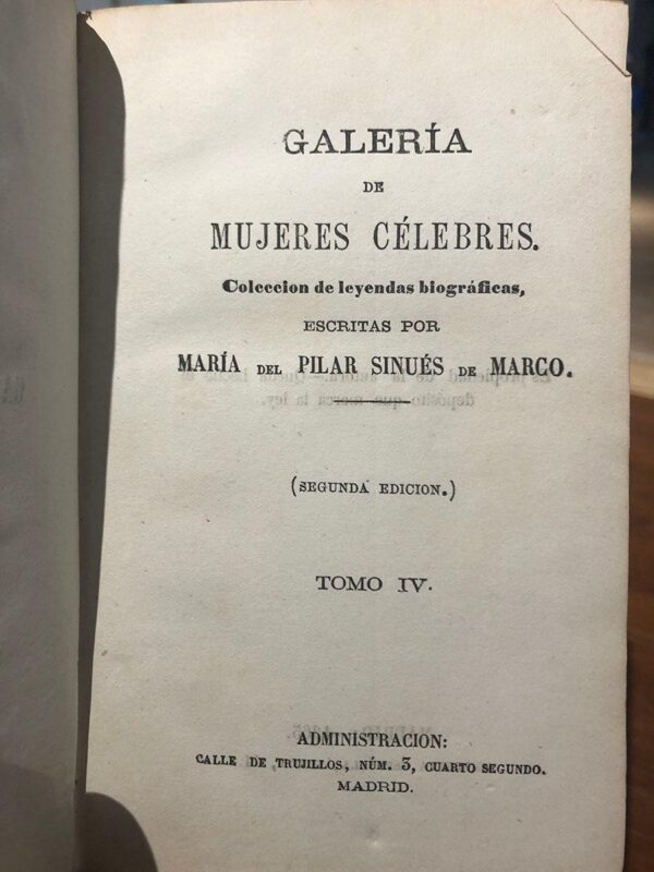 Libro: GALERIA DE MUJERES CELEBRES. Colección de leyendas biográficas. Tomo IV: .- La Condesa de Genlis - Eva. | Autor: | Libros Bosch