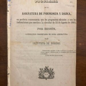 Programa de la asignatura de psicología y lójica (sic) Por...