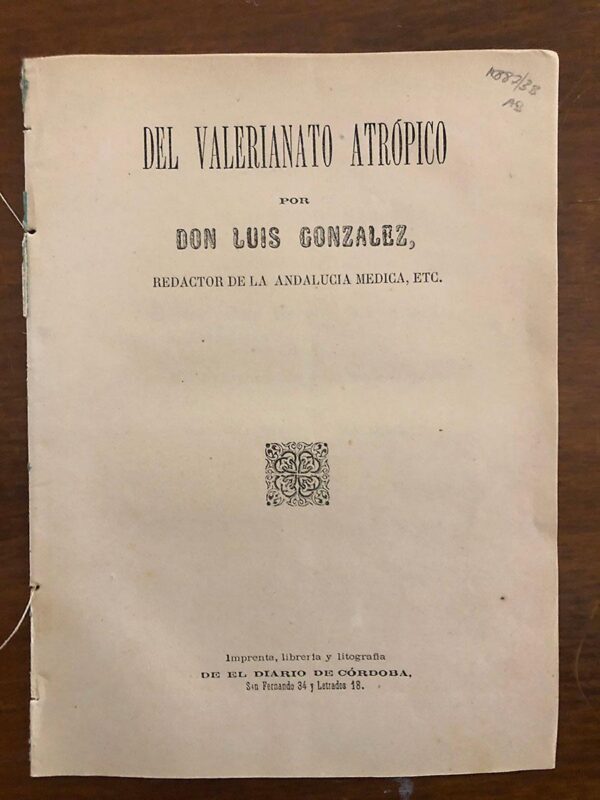 Libro: Del valerianato atrópico. | Autor: | Libros Bosch