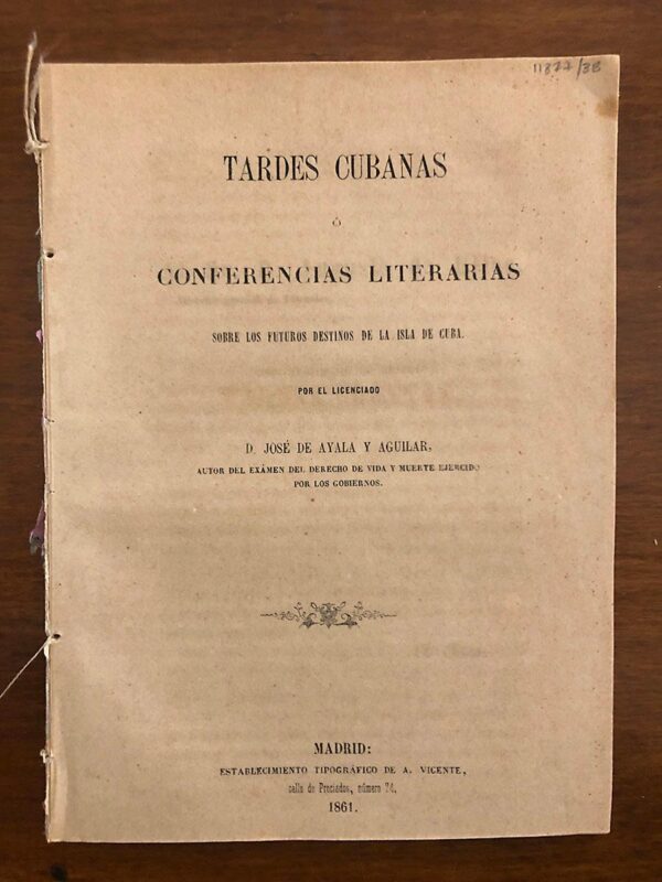 Libro: Tardes cubanas o Conferencias Literarias sobre los futuros destinos de la Isla de Cuba por... | Autor: | Libros Bosch