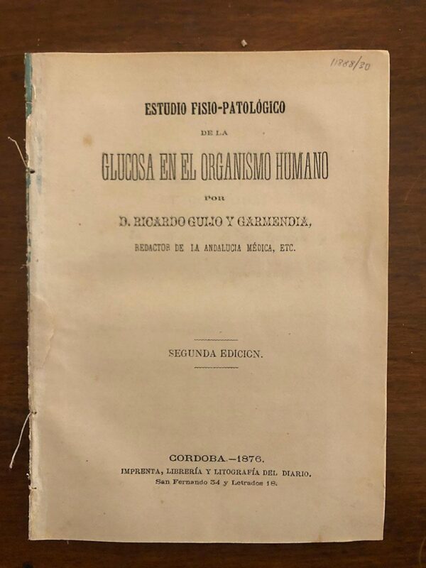 Libro: Estudio fisio-patológico de la glucosa en el organismo humano. | Autor: | Libros Bosch