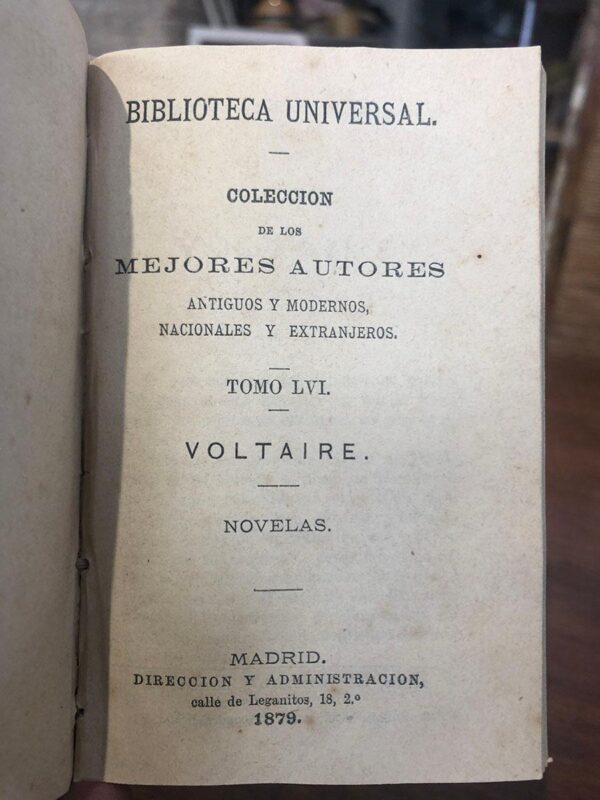Libro: Vie de Voltaire (1880) Junto a: VOLTAIRE, La Henriade; Junto a: Voltaire: Novelas. 2 tomos en francés y 1 en español en 1 volumen. | Autor: | Libros Bosch