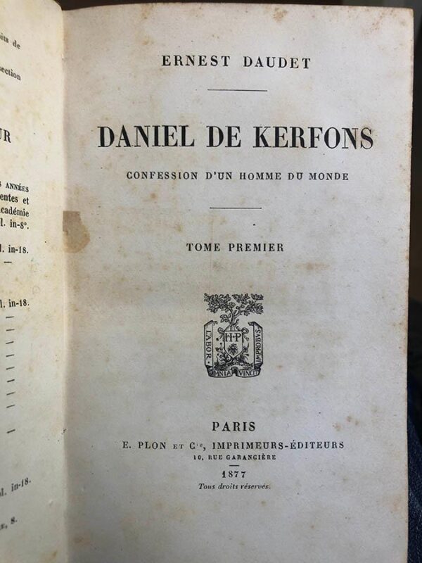 Libro: Daniel de Kerfons: confession d'un homme du monde. 2 volumes, Tome premier + tome second. | Autor: | Libros Bosch
