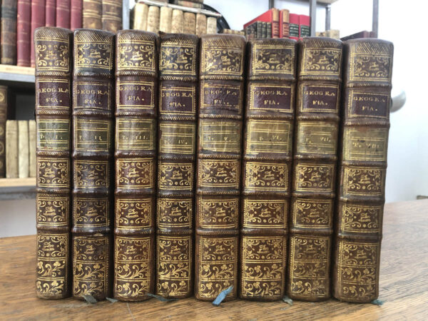 Libro: Geografía moderna, escrita en francés por el Abad Nicolle de la Croix: traducida y aumentada por el Doctor don Josef Jordan y Frago. [8 tomos, los primeros cuatro de ellos dedicados a la Geografía de España] | Autor: | Libros Bosch