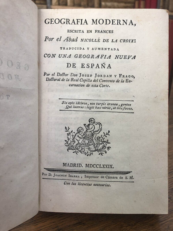 Libro: Geografía moderna, escrita en francés por el Abad Nicolle de la Croix: traducida y aumentada por el Doctor don Josef Jordan y Frago. [8 tomos, los primeros cuatro de ellos dedicados a la Geografía de España] | Autor: | Libros Bosch
