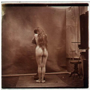 Desnudo artístico estereoscópico en cristal. Fotografía estereoscópica. Jules Richard. The Atrium.