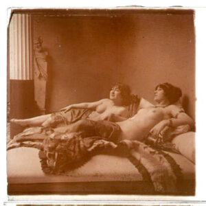 Desnudo artístico estereoscópico en cristal. Fotografía estereoscópica. Jules Richard. The Atrium.