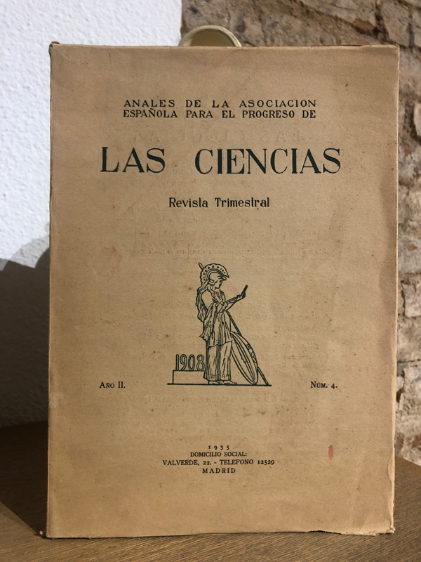 Libro: ANALES DE LA ASOCIACION ESPAÑOLA PARA EL PROGRESO DE LAS CIENCIAS. AÑO II. NUM. 4. | Autor: | Libros Bosch