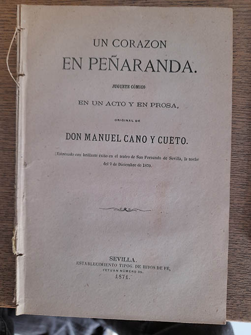 Libro: Un corazón en Peñarada. Juguete cómico en un acto y en prosa. | Autor: | Libros Bosch