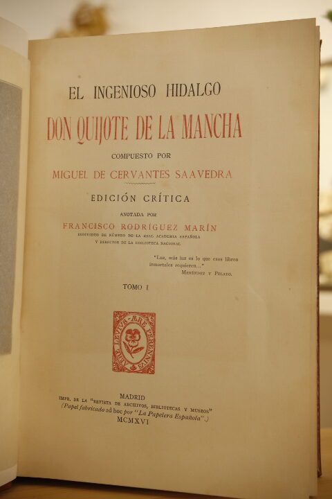Libro: El Ingenioso Hidalgo Don Quijote de la Mancha. 6 Vols. Edición crítica anotada por Francisco Rodríguez Marín. | Autor: | Libros Bosch
