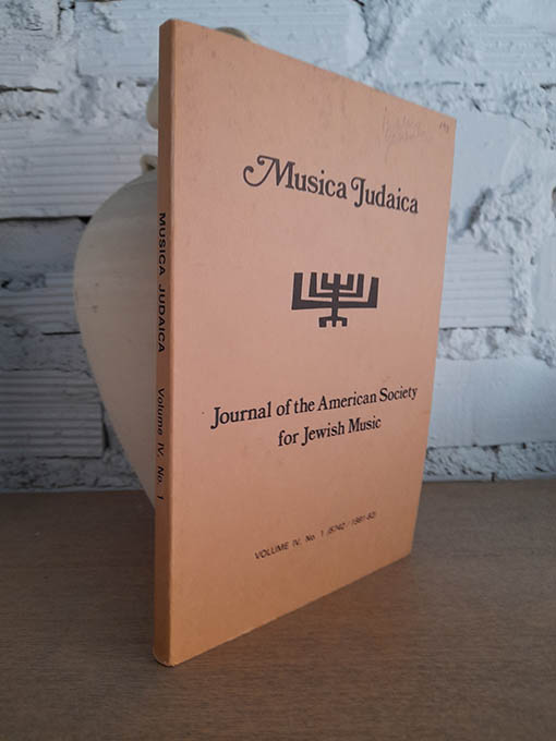 Libro: Música Judaica. Journal of the American Society for Jewish Music. Vol. IV., No. 1. 1981/82. | Autor: | Libros Bosch