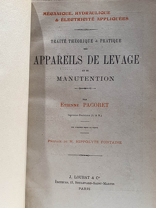 Libro: Traité théorique & practique des Appareils de Levage et de Manutention. | Autor: | Libros Bosch