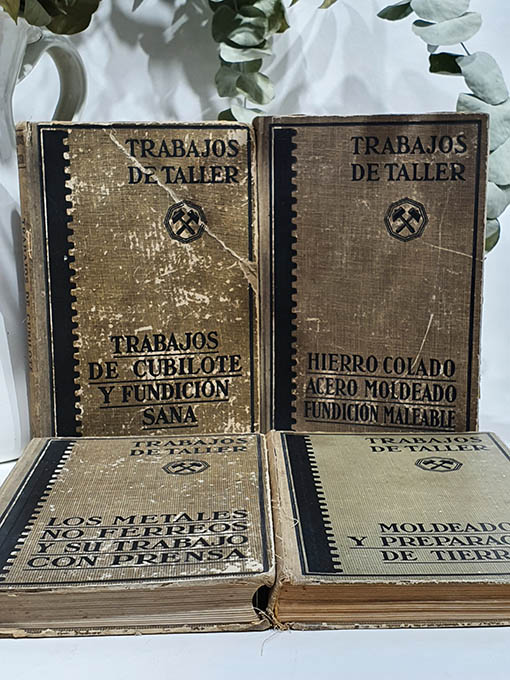 Libro: [LOTE 4 OBRAS] Trabajos de Taller. Guía práctica del mecánico moderno. Trabajos de cubilote y fundición sana. / Hierro colado. Acero moldeado y Fundición maleable. / Moldeado y preparación de tierras. / Los metales no férreos y su trabajo con prensa. | Autor: | Libros Bosch