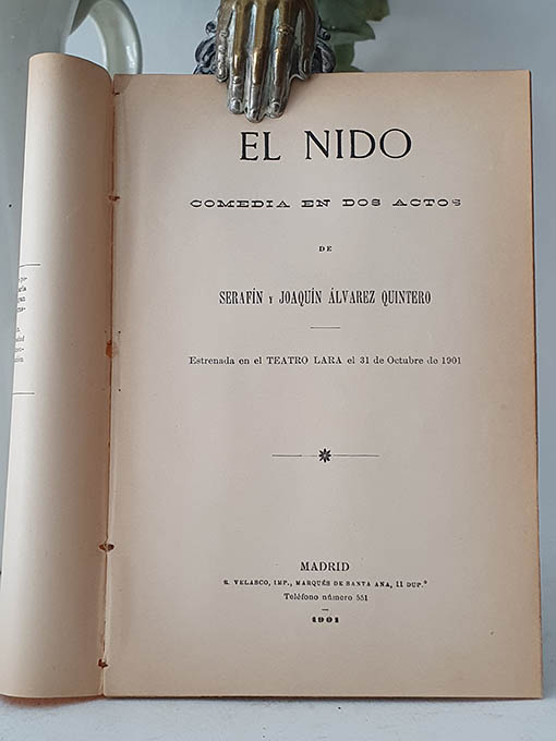 Libro: El nido. Comedia en dos actos. | Autor: | Libros Bosch