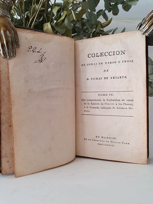 Libro: COLECCIÓN DE OBRAS EN VERSO Y PROSA, tomo IV: Traducción en verso de la Epístola de Horacio a los Pisones y Comedia intitulada El Señorito Mimado. | Autor: | Libros Bosch