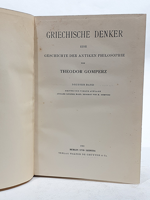 Libro: Griechische Denker. Eine Geschichte der antiken Philosophie. Dritter Band. | Autor: | Libros Bosch
