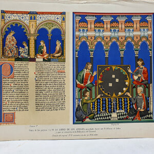 [Cromolitografía] Copia de las páginas 1 y 90 del Libro de los Juegos mandado hacer por D. Alonso X el Sabio.