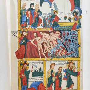 [Cromolitografía] Copia de una página de la notable Biblia del s. XII que se conserva en Ávila.