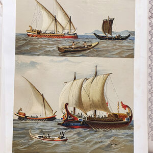 [Cromolitografía] Embarcaciones primitivas. Tipos fenicios y romanos.