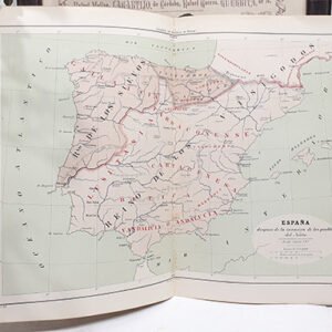 [Cromolitografía] MAPA DE ESPAÑA después de la Invasión de los Pueblos del Norte. Desde 409 al 585.