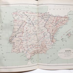[Cromolitografía] Mapa de España. Antes de la caída del Reino de Granada desde 1030 al 1257.