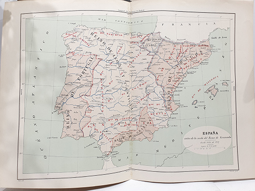 Libro: [Cromolitografía] Mapa de España. Antes de la caída del Reino de Granada desde 1030 al 1257. | Autor: | Libros Bosch