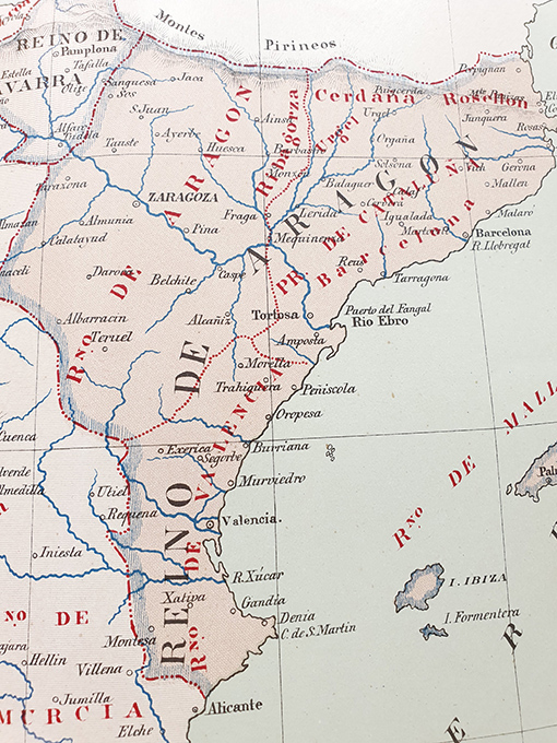 Libro: [Cromolitografía] Mapa de España. Antes de la caída del Reino de Granada desde 1030 al 1257. | Autor: | Libros Bosch