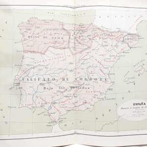 [Cromolitografía] Mapa de España durante el Califato de Córdoba. Desde 756 al 1030.