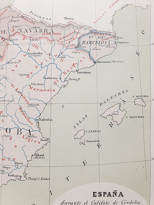 Libro: [Cromolitografía] Mapa de España durante el Califato de Córdoba. Desde 756 al 1030. | Autor: | Libros Bosch