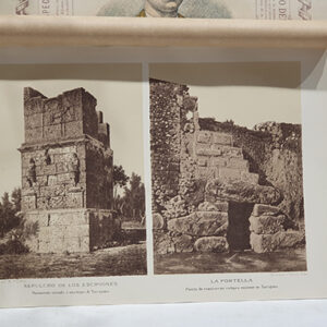 [Cromolitografía] Sepulcro de los Escipiones / Puerta Ciclópea llamada La Portella, Tarragona.