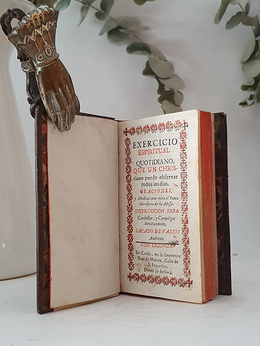 Libro: Exercicio Espiritual Quotidiano que un Christiano puede observar todos los días. Oraciones y Meditaciones para el Santo Sacrificio de la Missa. Instrucciones para confessar y Comulgar devotamente sacado de Varios Autores. | Autor: | Libros Bosch