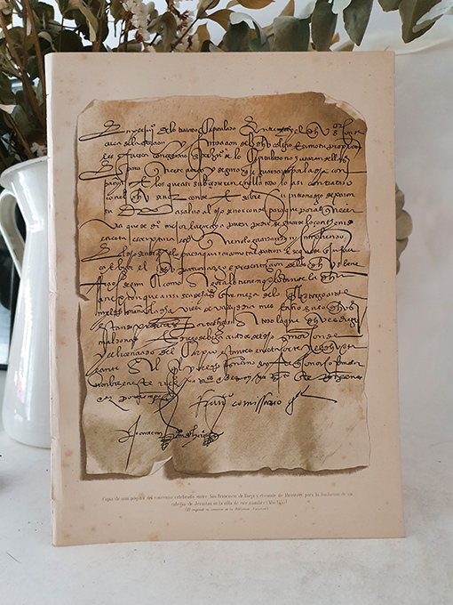 Libro: [Cromolitografía] Convenio celebrado entre San Francisco de Borja y el conde de Monterey para la fundación de un colegio de Jesuitas. | Autor: | Libros Bosch