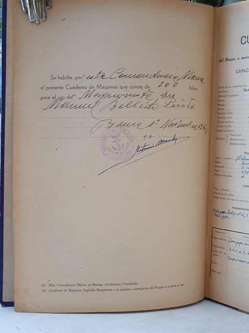 Libro: Barco a vapor Pedro de Valdivia. Cuaderno de máquinas / motores para barcos a vapor. Año de 1960 / 61. Siendo Segundo Maquinista Naval D. Manuel Bellido Pinto. | Autor: | Libros Bosch