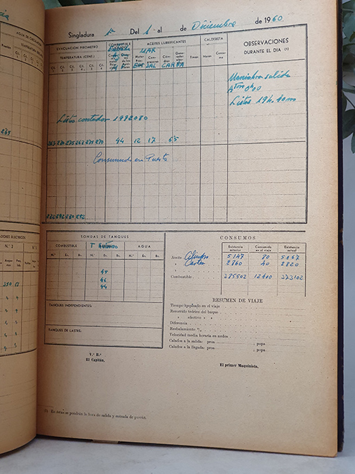 Libro: Barco a vapor Pedro de Valdivia. Cuaderno de máquinas / motores para barcos a vapor. Año de 1960 / 61. Siendo Segundo Maquinista Naval D. Manuel Bellido Pinto. | Autor: | Libros Bosch