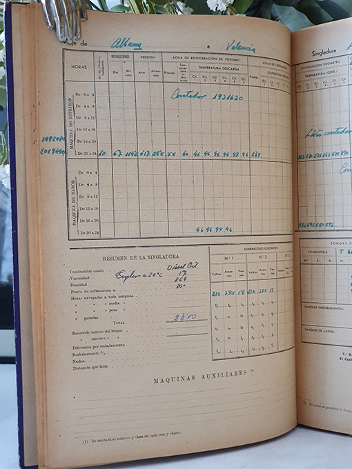 Libro: Barco a vapor Pedro de Valdivia. Cuaderno de máquinas / motores para barcos a vapor. Año de 1960 / 61. Siendo Segundo Maquinista Naval D. Manuel Bellido Pinto. | Autor: | Libros Bosch
