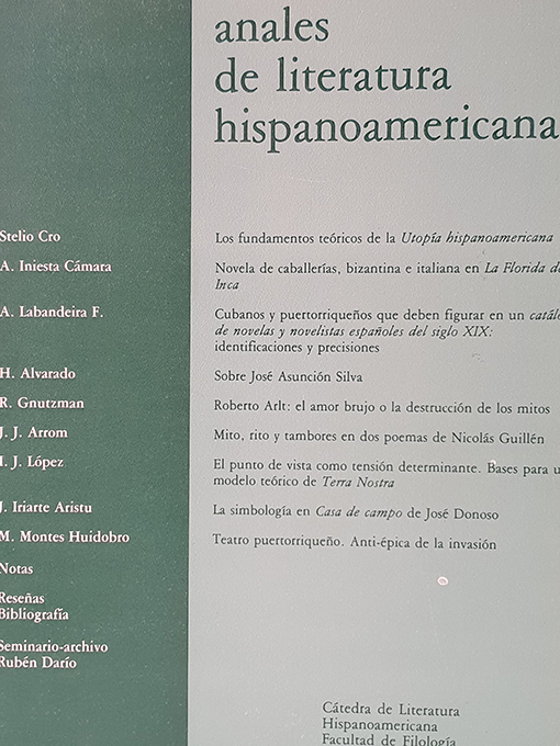Libro: ANALES DE LITERATURA HISPANOAMERICANA. Nº 11. | Autor: | Libros Bosch