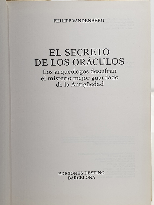 El secreto de los oráculos. | Libros Antiguos | Libros Bosch Libro: El secreto de los oráculos. | Autor: | Libros Bosch
