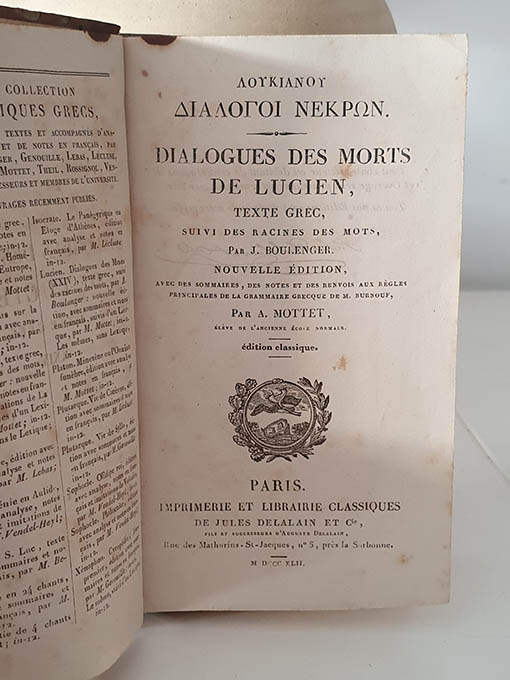 Libro: Lucien. Dialogue des morts de Lucien. Texte Grec. Suivi des racines des mots. poar J. Boulenger. | Autor: | Libros Bosch