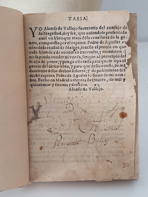 Libro: Tractado de la caballeria de la Gineta compuesto y ordenado por el capitan Pedro de Aguilar vezino de Málaga, Natural de la ciudad de Antequera. | Autor: | Libros Bosch