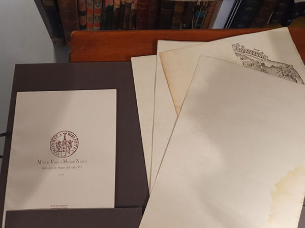 Libro: MUNDO VIEJO, MUNDO NUEVO. SELECCIÓN DE MAPAS DEL SIGLO XVI. Carpeta de MAPAS en edición facsimilar. Edición limitada de 750 ejemplares | Autor: | Libros Bosch