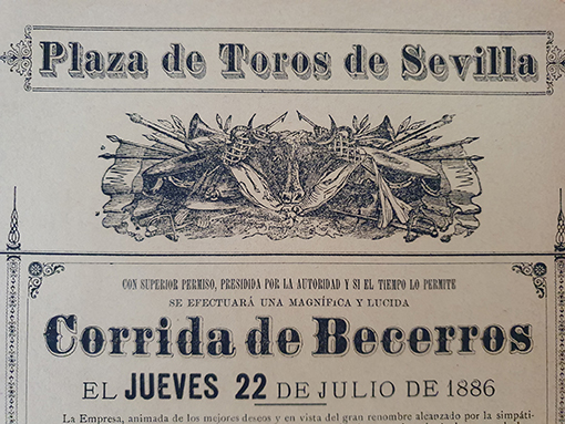 Libro: [Cartel]. 1886. Corrida de Becerros Torera DOLORES SÁNCHEZ `La Fragosa´. Importante y raro cartel. | Autor: | Libros Bosch