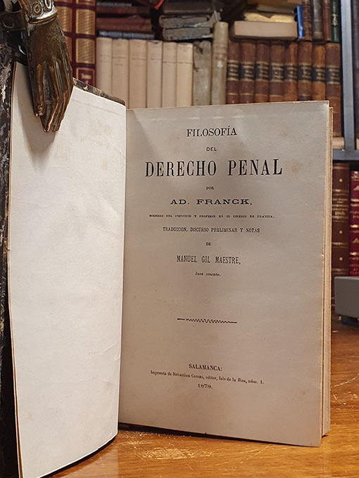 Libro: Filosofía del Derecho Penal. Traducción, discurso preliminar y notas por Manuel Gil Maestre. | Autor: | Libros Bosch
