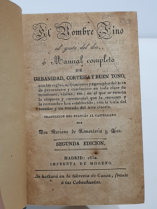 Libro: El hombre fino al gusto del día ó Manual completo de urbanidad, cortesía y buen tono. Con la Guía del tocador y un tratado de Arte Cisoria. Segunda edición. | Autor: | Libros Bosch