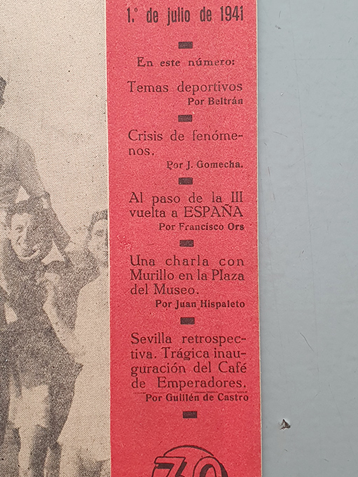 Libro: `Más´ Revista de deportes y espectáculos. Sevilla 1 de Julio de 1941. | Autor: | Libros Bosch