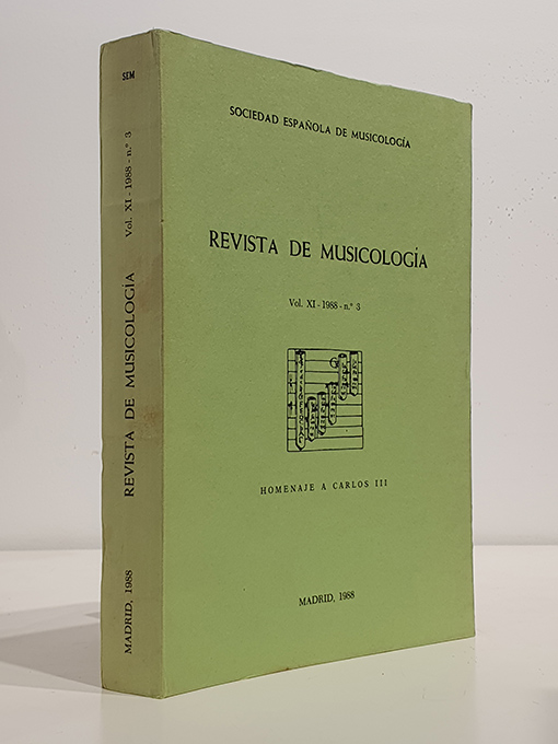 Libro: REVISTA ESPAÑOLA DE MUSICOLOGÍA.- Vol. XI. 1988 Nº 3. | Autor: | Libros Bosch